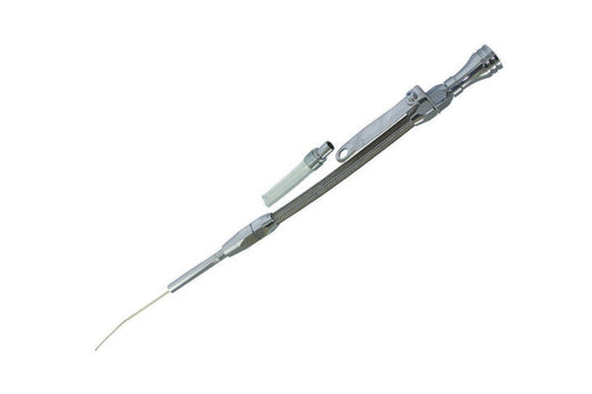 Specialty Products Company Engine Oil Dipstick - Flexible - Block Mount - Braided Stainless - Aluminum - Chrome -