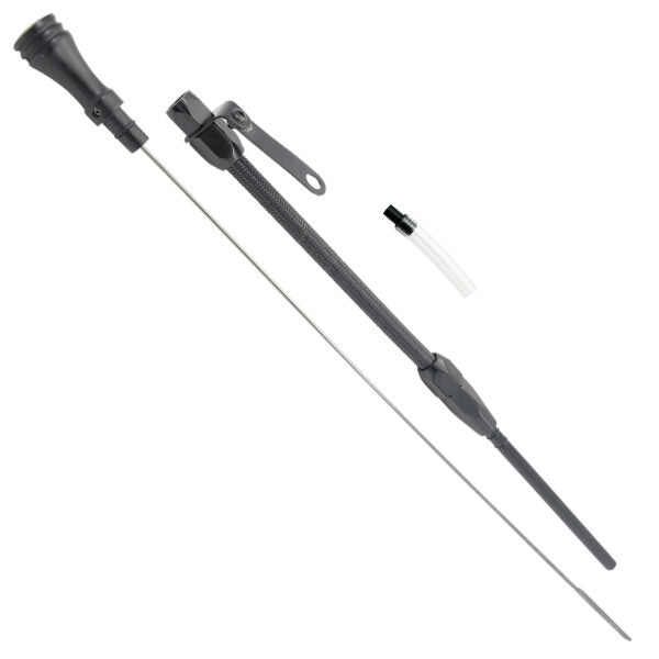 Specialty Products Company Engine Oil Dipstick - Flexible - Block Mount - Braided Stainless - Aluminum - Black