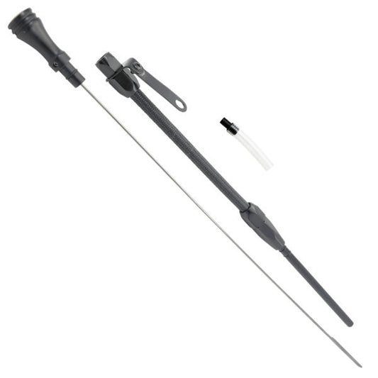 Specialty Products Company Engine Oil Dipstick - Flexible - Block Mount - Braided Stainless - Aluminum - Black