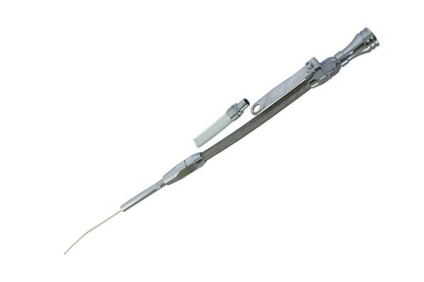 Specialty Products Company Engine Oil Dipstick - Flexible - Pan Mount - Braided Stainless - Aluminum - Chrome - Big