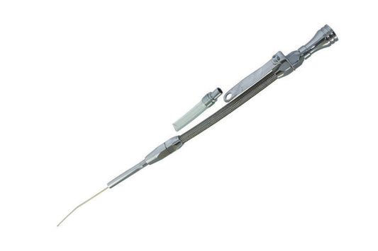 Specialty Products Company Engine Oil Dipstick - Flexible - Pan Mount - Braided Stainless - Aluminum - Chrome - Big