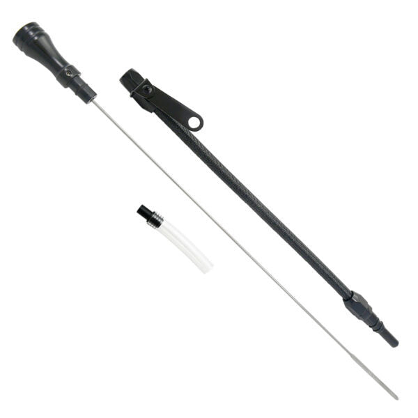 Specialty Products Company Engine Oil Dipstick - Flexible - Pan Mount - Braided Stainless - Aluminum - Black Anodized