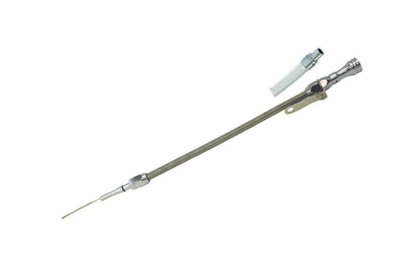 Specialty Products Company Engine Oil Dipstick - Flexible - Block Mount - Braided Stainless - Aluminum - Chrome - GM