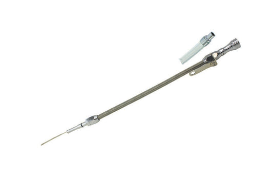 Specialty Products Company Engine Oil Dipstick - Flexible - Block Mount - Braided Stainless - Aluminum - Chrome - GM