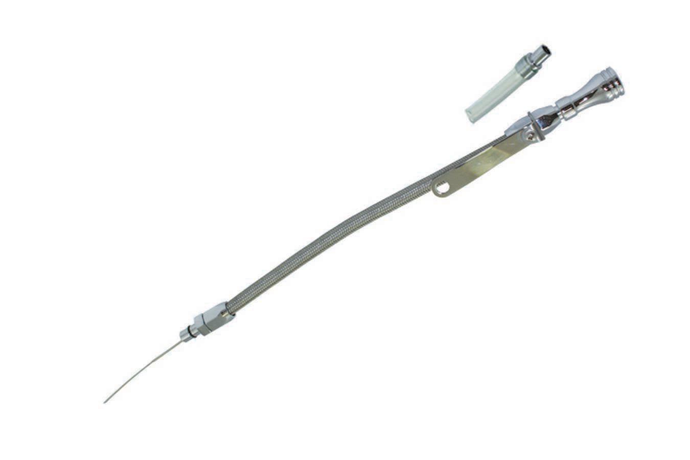 Specialty Products Company Engine Oil Dipstick - Flexible - Block Mount - Braided Stainless - Aluminum - Chrome -
