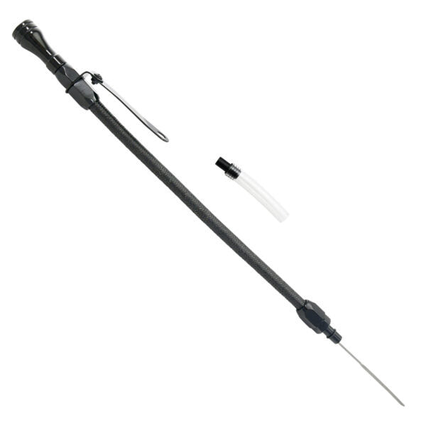 Specialty Products Company Engine Oil Dipstick - Flexible - Block Mount - Braided Stainless - Aluminum - Black