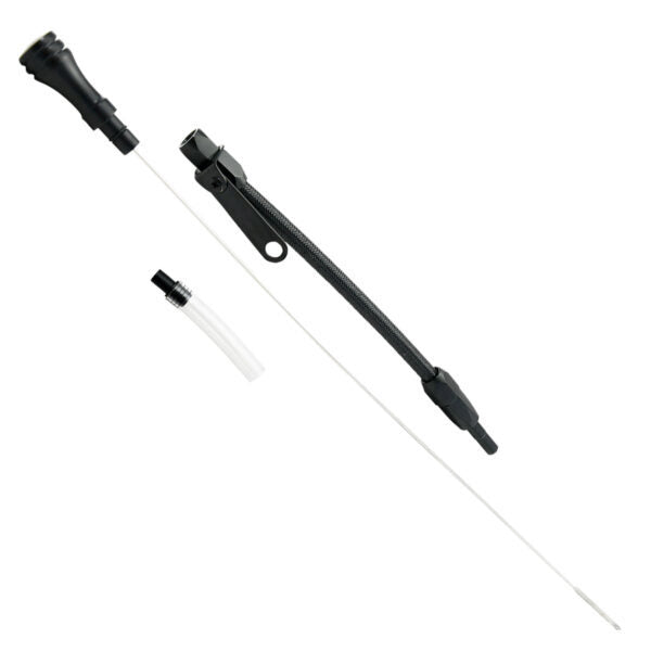 Specialty Products Company Engine Oil Dipstick - Flexible - Block Mount - Braided Stainless - Aluminum - Black