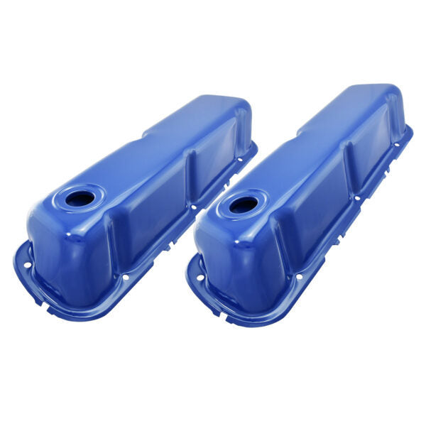 Specialty Products Company Valve Cover - Tall - Baffled - Breather Holes - Steel - Blue Paint - Small Block Ford - Pair