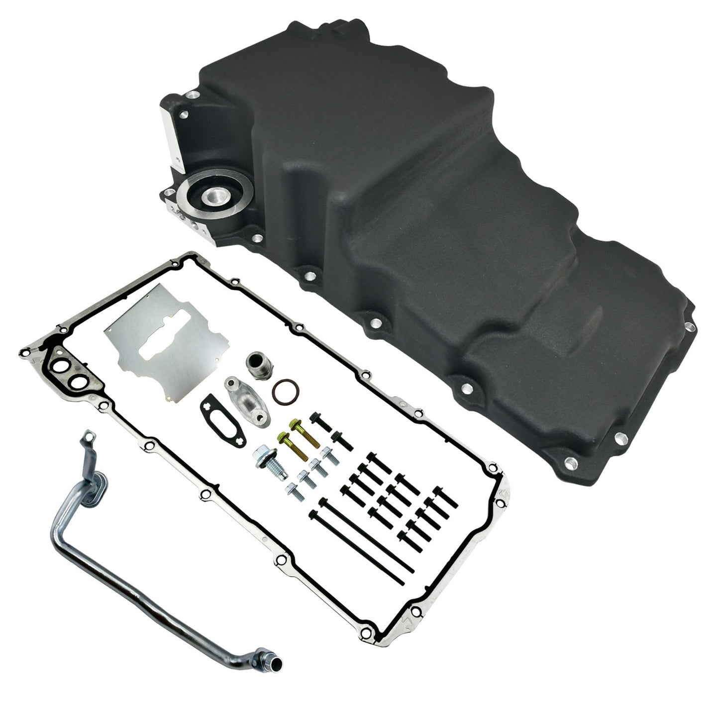 Specialty Products Company Engine Oil Pan - Rear Sump - 5.5 qt - 5.89 in Deep - Baffled - Aluminum - Black Paint - GM