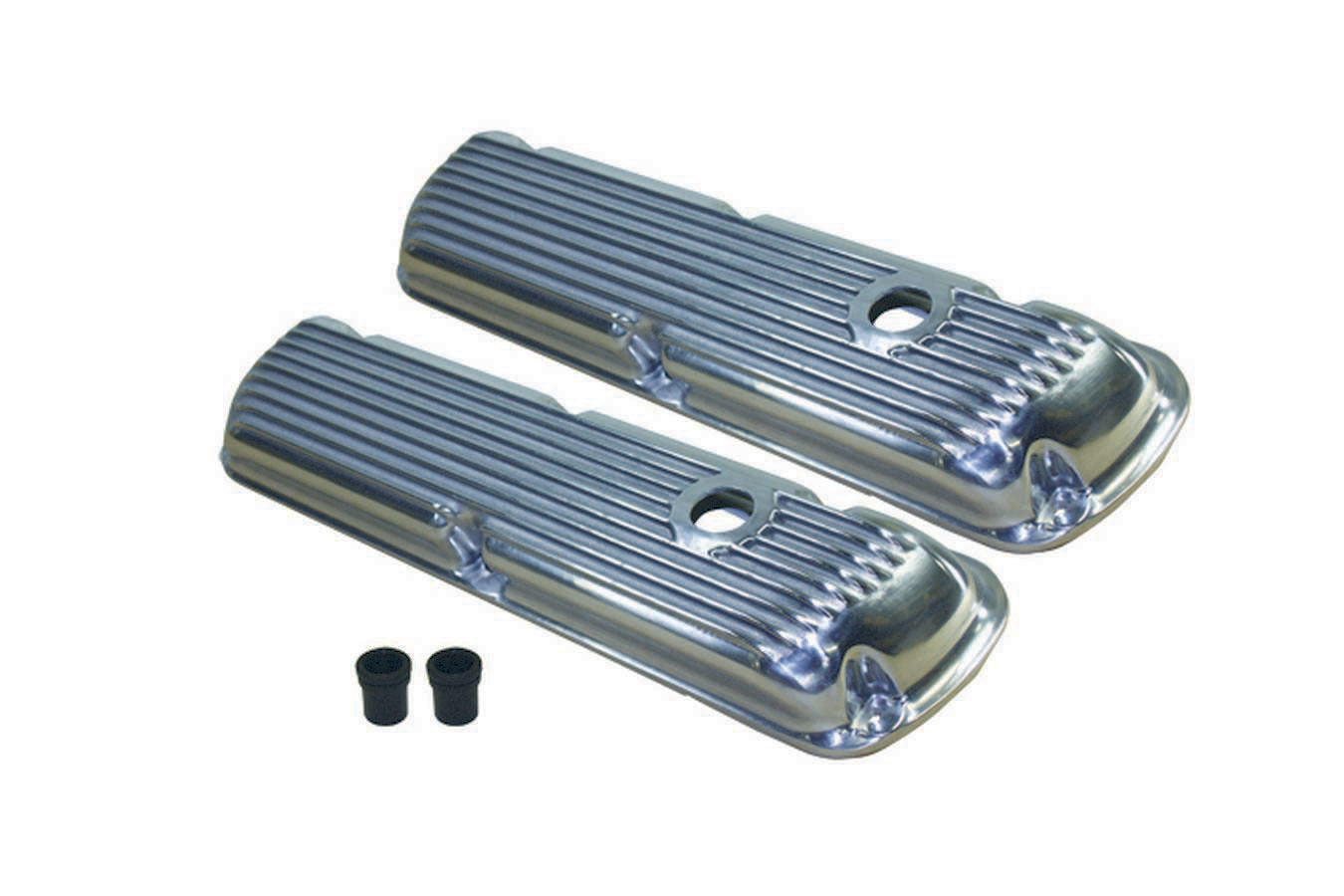 Specialty Products Company Valve Cover - Stock Height - Finned - Baffled - Breather Holes - Aluminum - Polished -