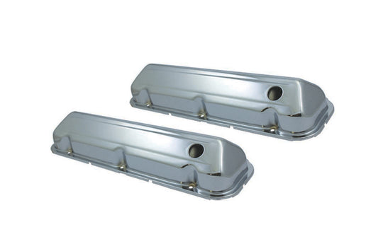 Specialty Products Company Valve Cover - Stock Height - Baffled - Breather Holes - Steel - Chrome - Big Block Ford -