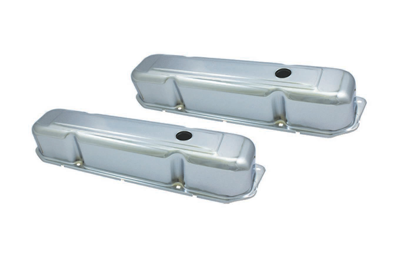 Specialty Products Company Valve Cover - Stock Height - Baffled - Breather Holes - Steel - Chrome - Mopar B /