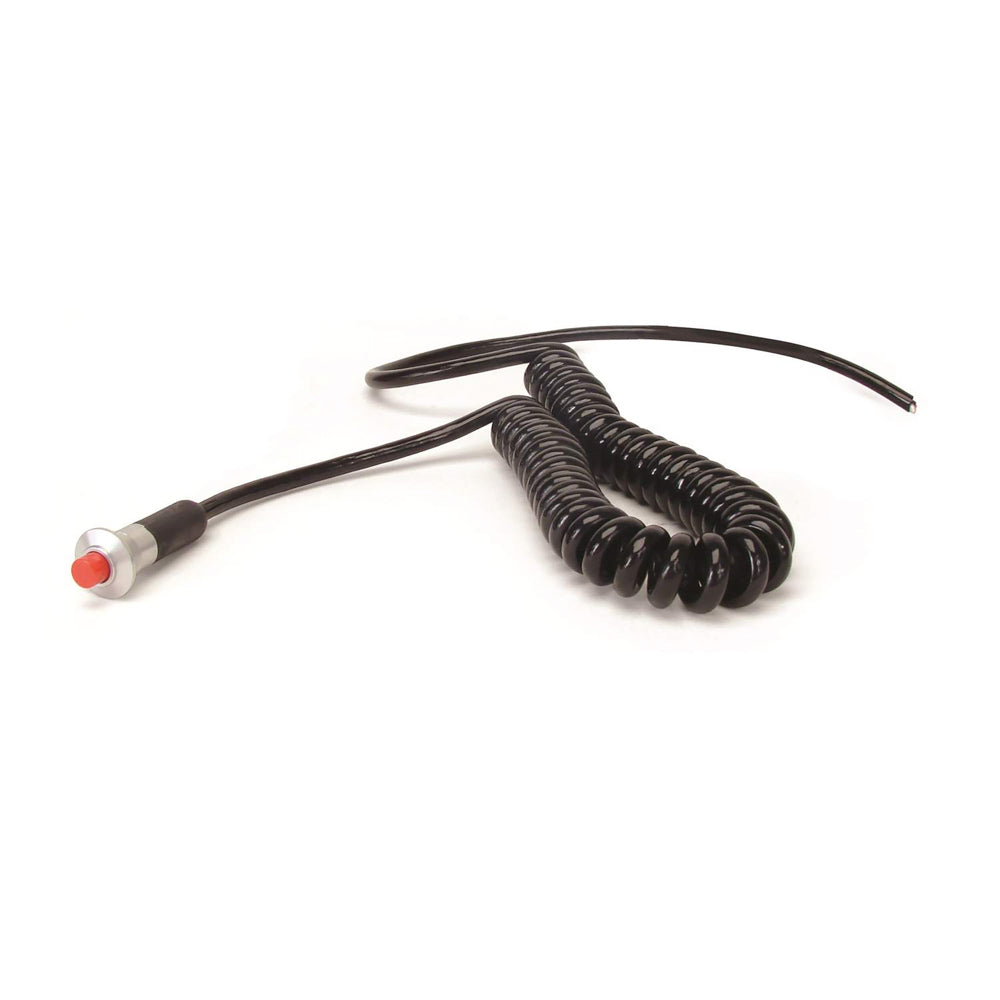 Tci Push Button Switch - Momentary - 10 amps - 12V - Spiral Cord - 5/8 in Bulkhead Mount - Each