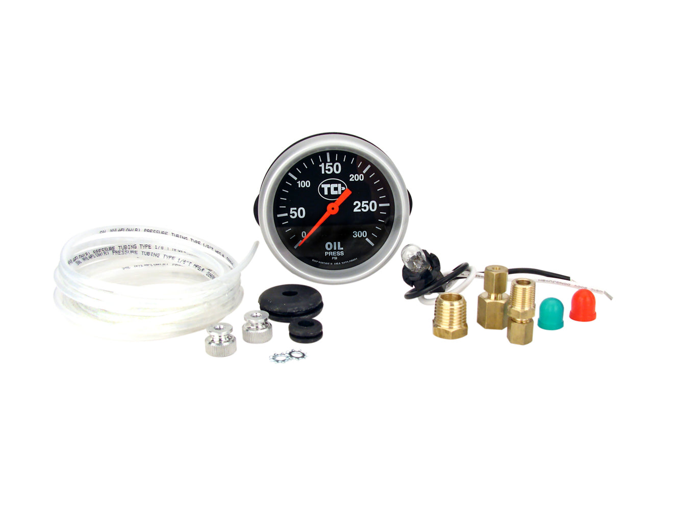 Tci Transmission Pressure Gauge - 0-300 psi Range - Mechanical - Analog - 2-5/8 in Diameter - Black Face - Kit