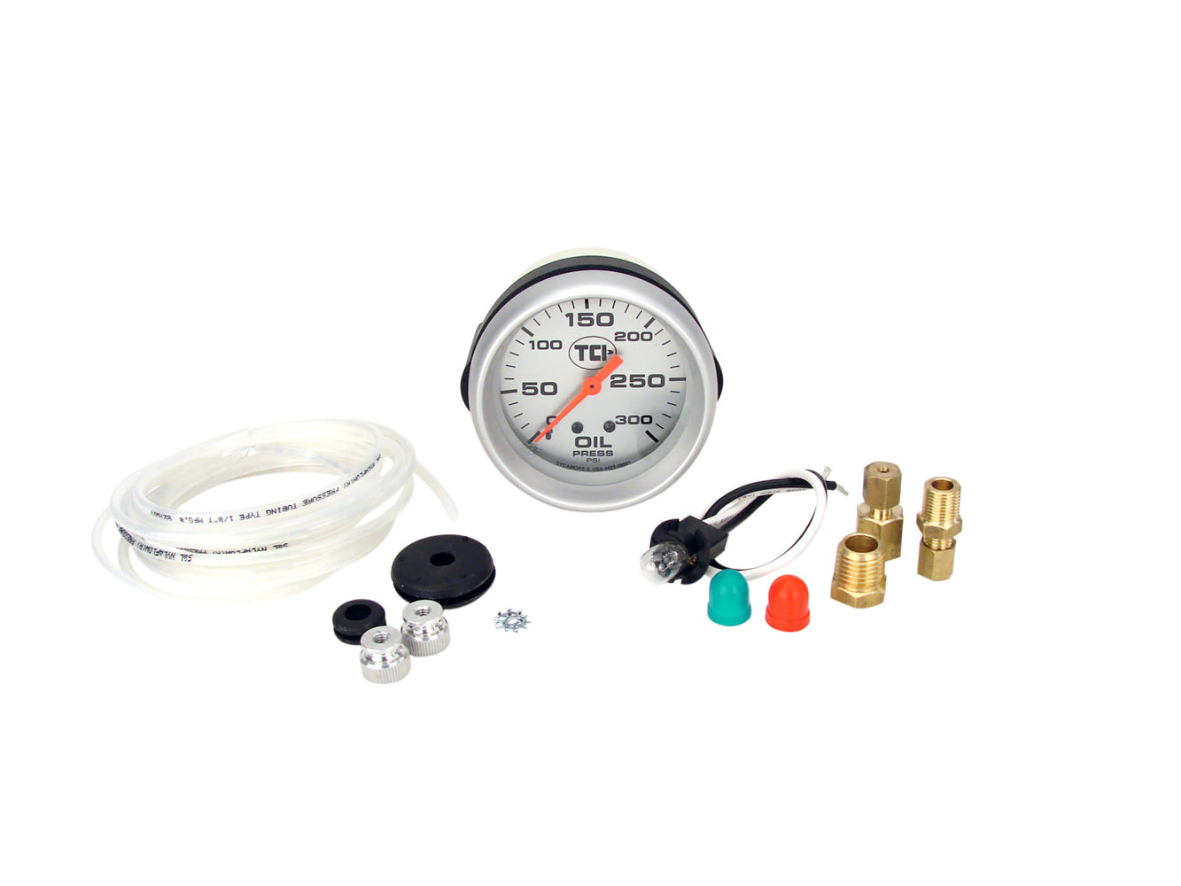 Tci Transmission Pressure Gauge - 0-300 psi Range - Mechanical - Analog - 2-5/8 in Diameter - Silver Face - Kit