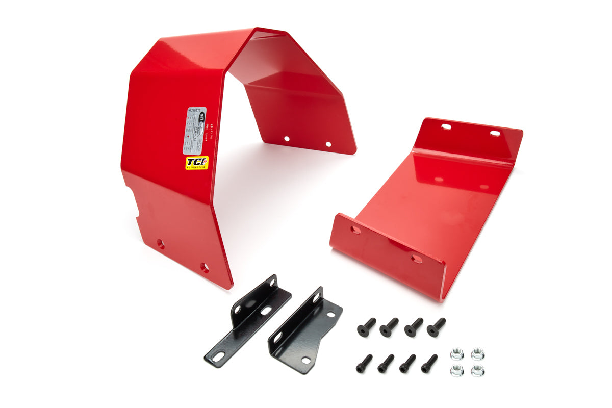 Tci Automatic Transmission Shield - SFI 4.1 - Aluminum - Red Powder Coat - Torqueflite 727 - Kit