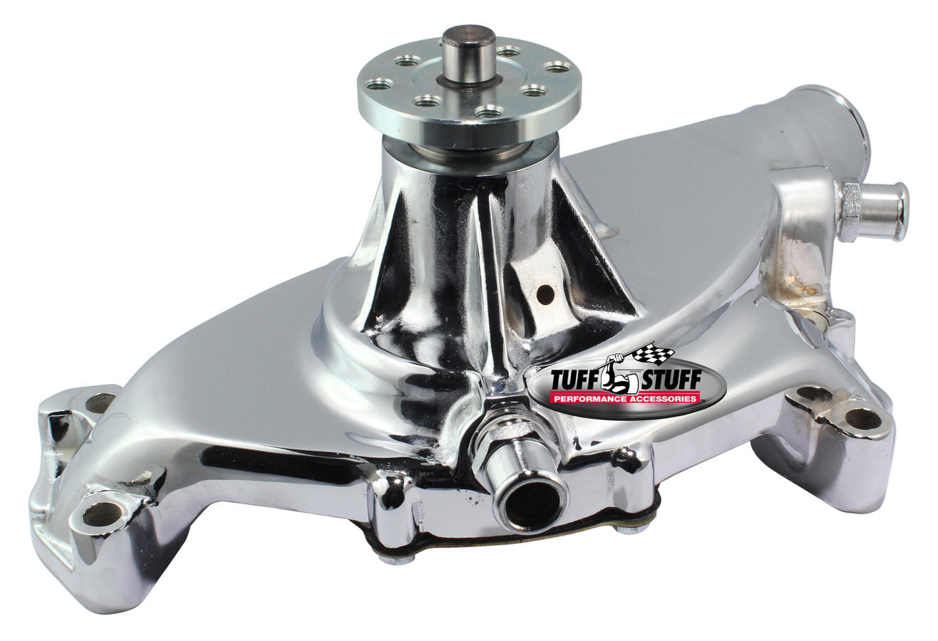Tuff-Stuff Water Pump - Mechanical - SuperCool - High Volume - Smooth - Short Design - Aluminum - Chrome Plated - Big