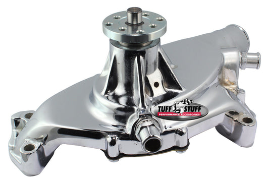 Tuff-Stuff Water Pump - Mechanical - SuperCool - High Volume - Smooth - Short Design - Aluminum - Chrome Plated - Big