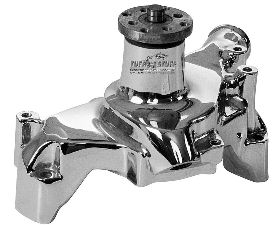 Tuff-Stuff Water Pump - Mechanical - Platinum Series - High Volume - Long Design - Aluminum - Chrome - Small Block