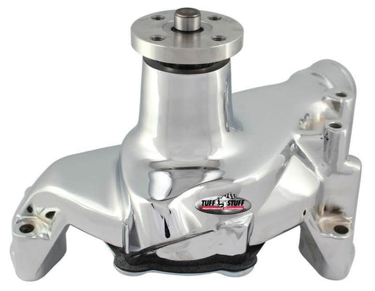 Tuff-Stuff Water Pump - Mechanical - Platinum Supercool - Reverse Rotation - Long Design - Aluminum - Polished - Small