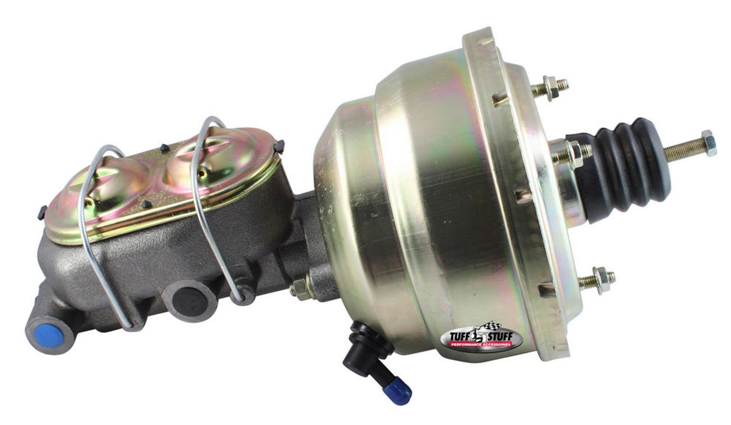 Tuff-Stuff Master Cylinder and Booster - 1-1/8 in Bore - Dual Integral Reservoir - 8 in OD - Dual Diaphragm - Steel -