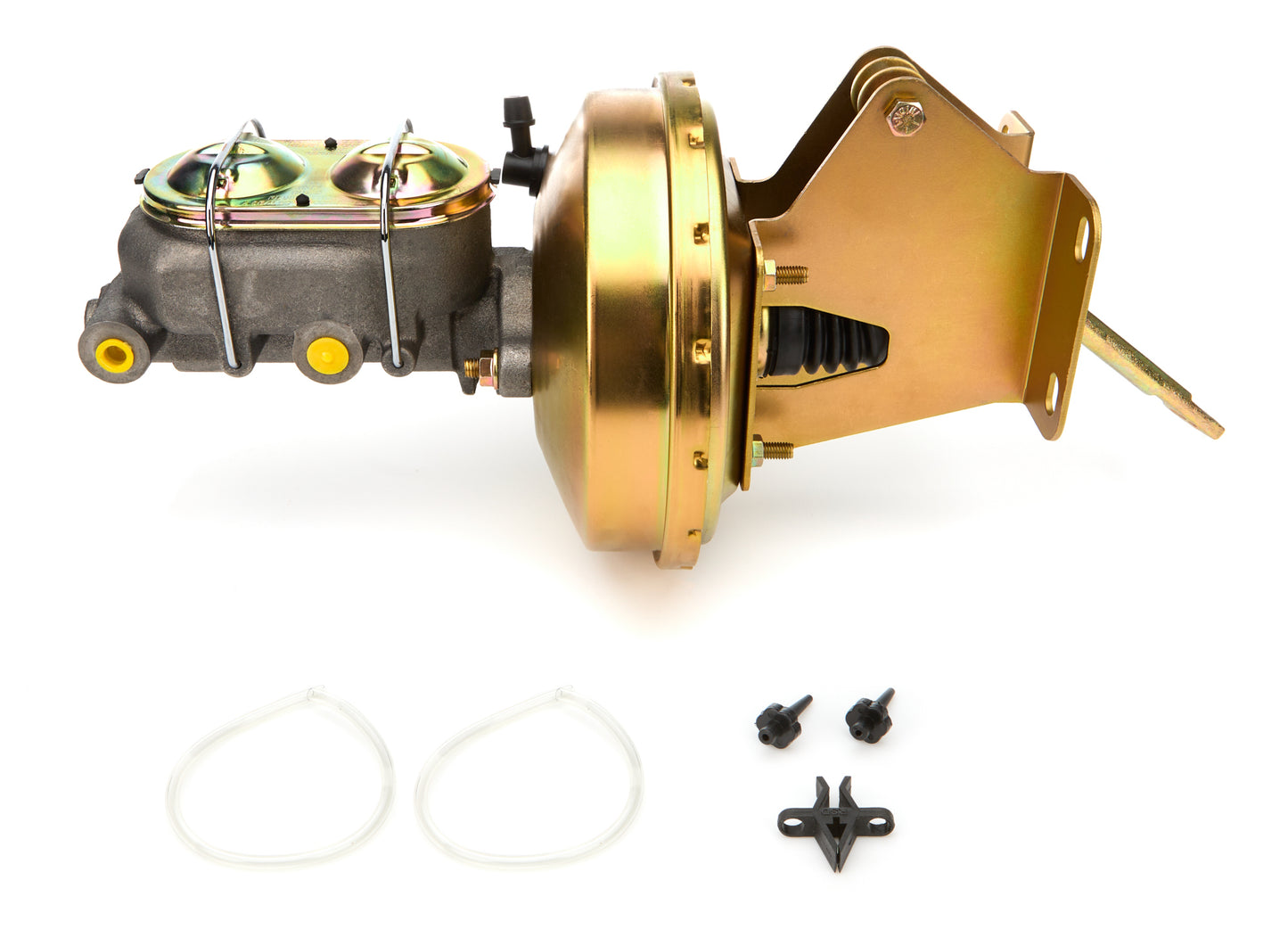 Tuff-Stuff Master Cylinder and Booster - 1 in Bore - Dual Integral Reservoir - 9 in OD - Single Diaphragm - Steel -