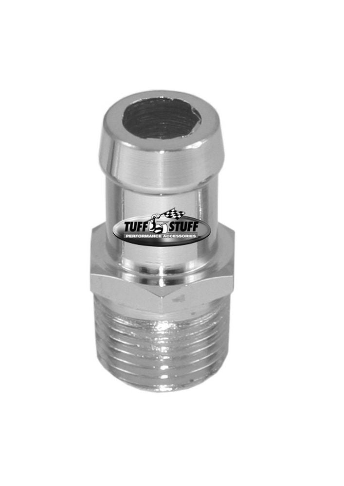 Tuff-Stuff Fitting - Adapter - Straight - 1/2 in NPT Male to 5/8 in Hose Barb - Aluminum - Chrome - Each