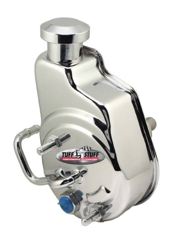 Tuff-Stuff Power Steering Pump - Saginaw - 3 gpm - 1200 psi - Steel - Chrome Plated - GM LS-Series - GM Fullsize Truck