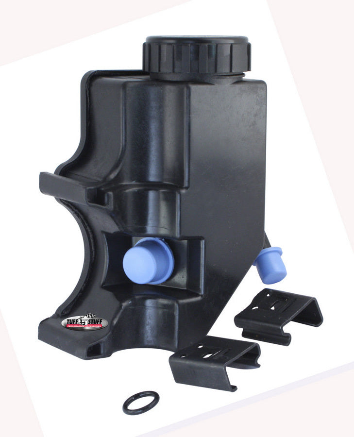 Tuff-Stuff Power Steering Reservoir - Bolt-On - Plastic - Black - GM Type 2 Pump - Kit