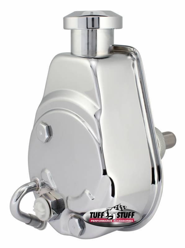 Tuff-Stuff Power Steering Pump - Saginaw - 3 gpm - 1200 psi - Steel - Chrome - Small Block Chevy - GM Fullsize SUV /