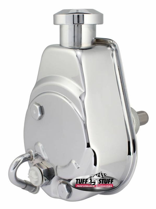 Tuff-Stuff Power Steering Pump - Saginaw - 3 gpm - 1200 psi - Steel - Chrome - Small Block Chevy - GM Fullsize SUV /