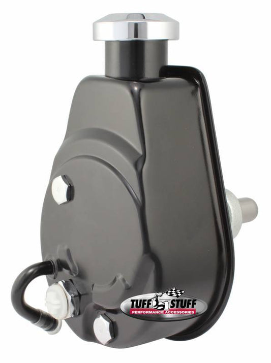 Tuff-Stuff Power Steering Pump - Saginaw - 3 gpm - 1200 psi - Steel - Black Chrome - Small Block Chevy - GM Fullsize