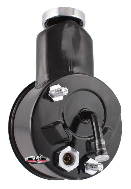 Tuff-Stuff Power Steering Pump - Saginaw - 3 gpm - 1200 psi - Steel - Black Powder Coat - V8 - Chevy Corvette 1966-74