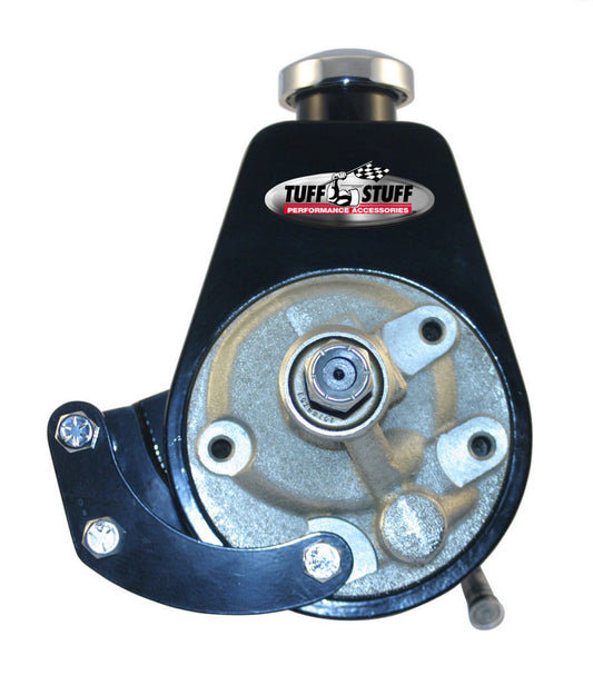 Tuff-Stuff Power Steering Pump Bracket - Driver Side - Block Mount - Steel - Black Powder Coat - Saginaw Pump - Short