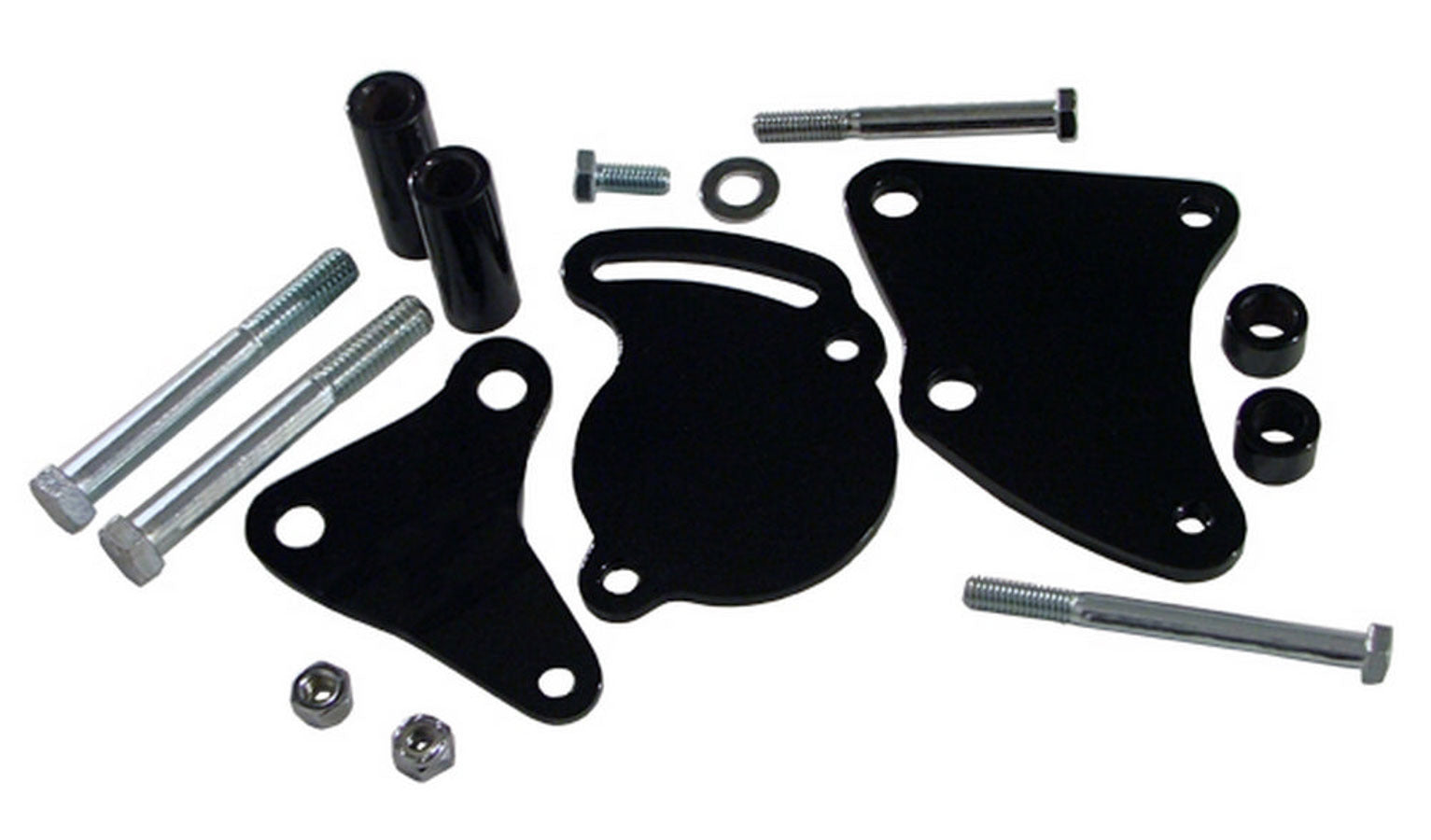 Tuff-Stuff Power Steering Pump Bracket - Driver Side - Block Mount - Steel - Black Powder Coat - Saginaw Pump - Short