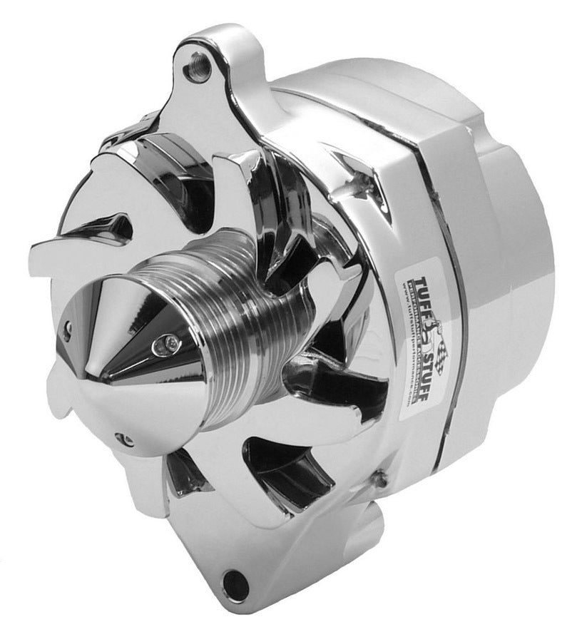 Tuff-Stuff Alternator - Silver Bullet - 100 amps - 12V - 1-Wire - 6-Rib Serpentine Pulley - Aluminum Case - Chrome -