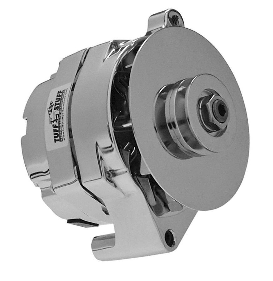 Tuff-Stuff Alternator - 100 amps - 12V - 1-Wire - Single V-Belt Pulley - Aluminum Case - Chrome - Ford - Each