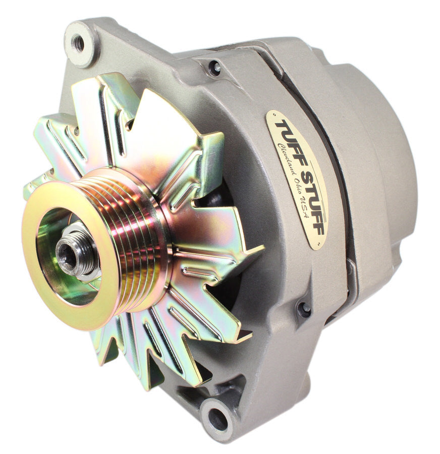 Tuff-Stuff Alternator - 100 amps - 12V - 1-Wire - Internal Regulator - 6-Rib Serpentine - Aluminum Case - Natural -