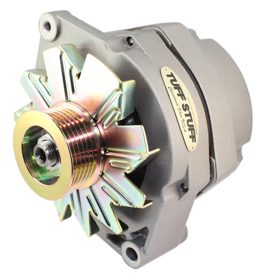 Tuff-Stuff Alternator - 100 amps - 12V - 1-Wire - Internal Regulator - 6-Rib Serpentine - Aluminum Case - Natural -