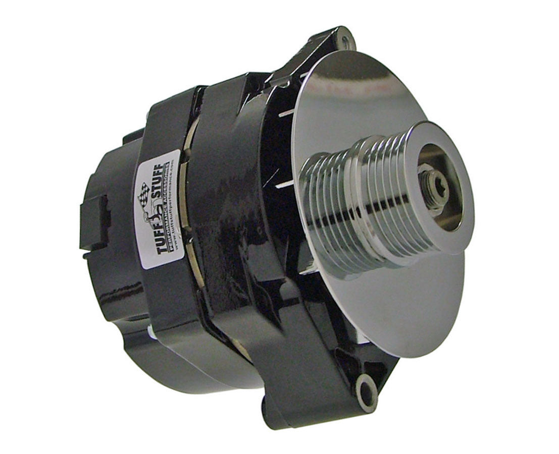 Tuff-Stuff Alternator - 100 amps - 12V - 1-Wire - 6-Rib Serpentine Pulley - Aluminum Case - Black Powder Coat - GM -