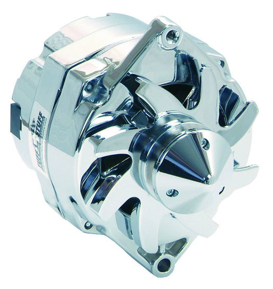 Tuff-Stuff Alternator - Silver Bullet - 140 amps - 12V - 1-Wire - Single V-Belt Bullet Nose Pulley - Aluminum Case -