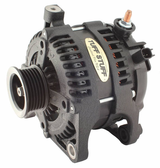 Tuff-Stuff Alternator - 175 amps - 12V - External Regulator - 6-Rib Serpentine Pulley - Aluminum Case - Black Powder