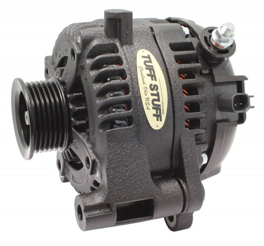 Tuff-Stuff Alternator - 175 amps - 12V - External Regulator - 6-Rib Serpentine Pulley - Aluminum Case - Black Powder