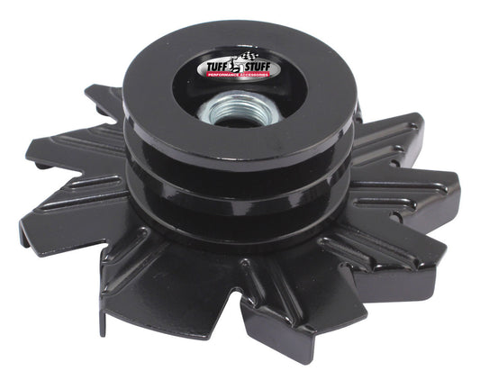 Tuff-Stuff Alternator Pulley and Fan - V-Belt - 2 Groove - Hardware Included - Steel - Black Powder Coat - Tuff Stuff