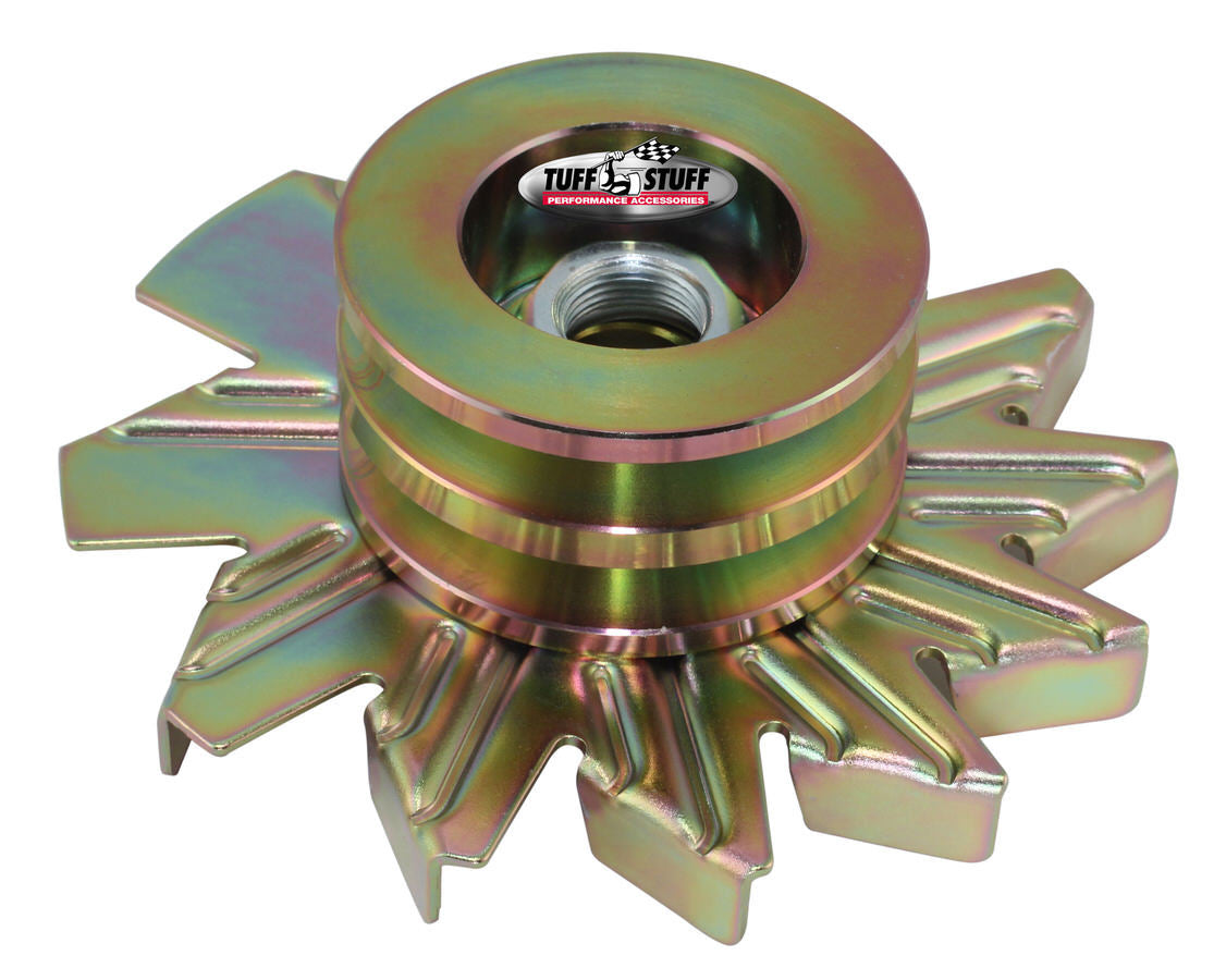 Tuff-Stuff Alternator Pulley and Fan - V-Belt - 2 Groove - Hardware Included - Steel - Cadmium - Tuff Stuff