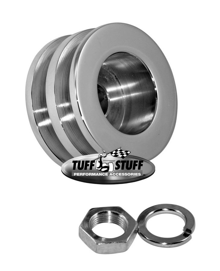 Tuff-Stuff Alternator Pulley - V-Belt - 2 Groove - 2.628 in Diameter - Hardware Included - Steel - Chrome - Universal