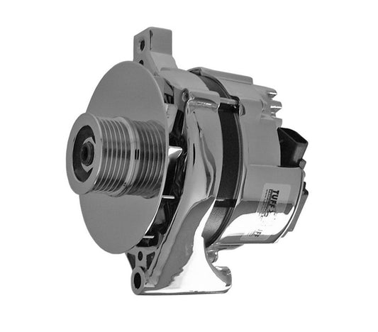 Tuff-Stuff Alternator - 100 amps - 12V - 1-Wire - 6-Rib Serpentine Pulley - Aluminum Case - Chrome - Ford - Each