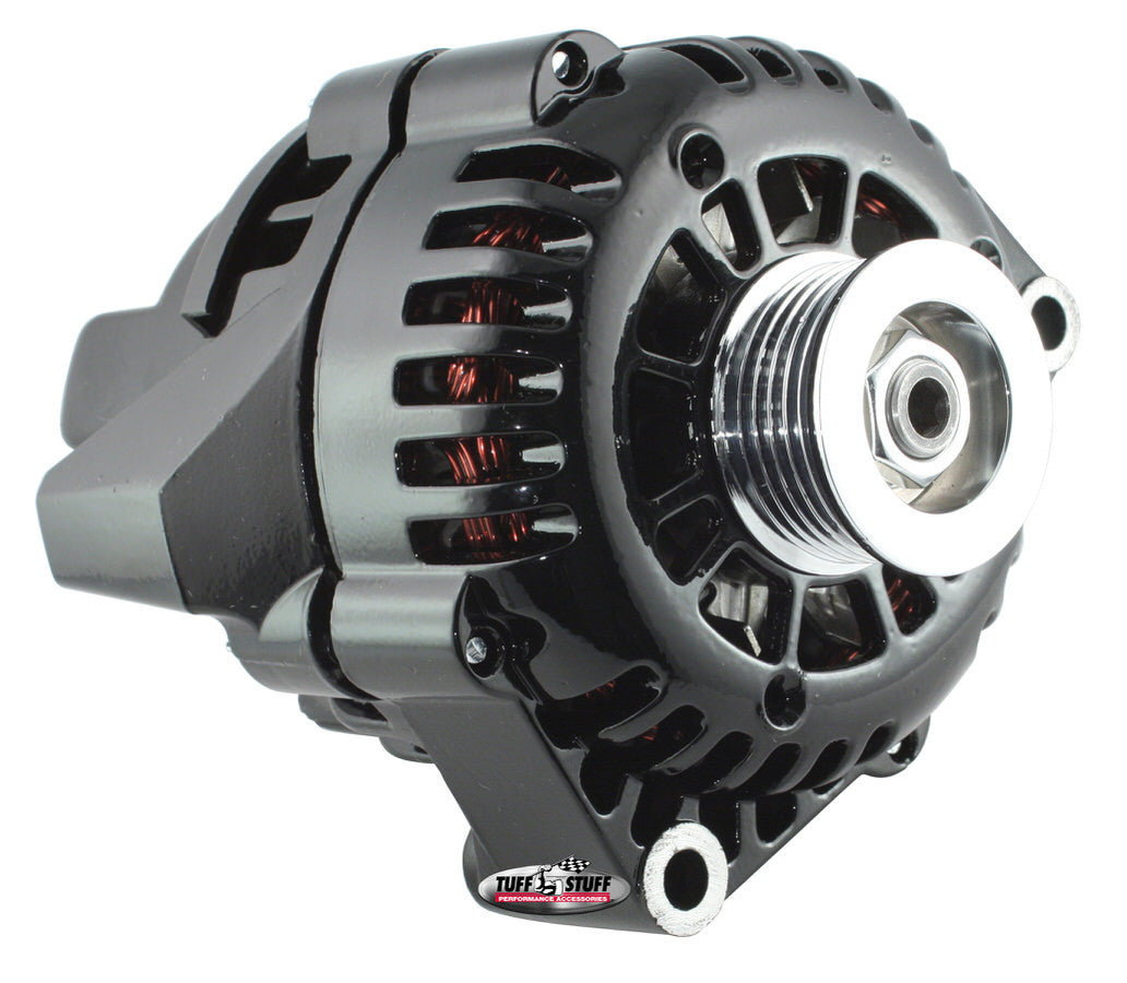 Tuff-Stuff Alternator - 175 amps - 12V - 1-Wire - 6-Rib Serpentine Pulley - Aluminum Case - Black Powder Coat - GM