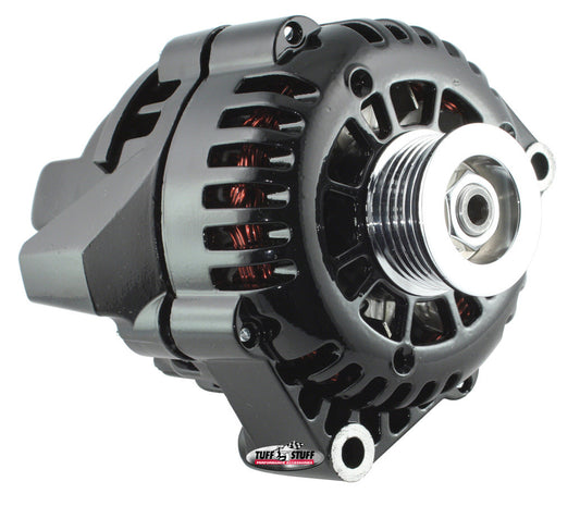 Tuff-Stuff Alternator - 175 amps - 12V - 1-Wire - 6-Rib Serpentine Pulley - Aluminum Case - Black Powder Coat - GM
