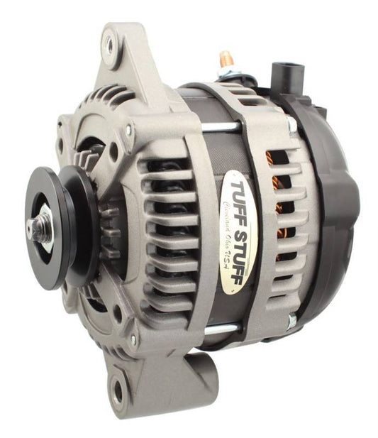 Tuff-Stuff Alternator - Factory Cast PLUS - 225 amps - 12V - 1-Wire - Single V-Belt Pulley - Aluminum Case - Natural -